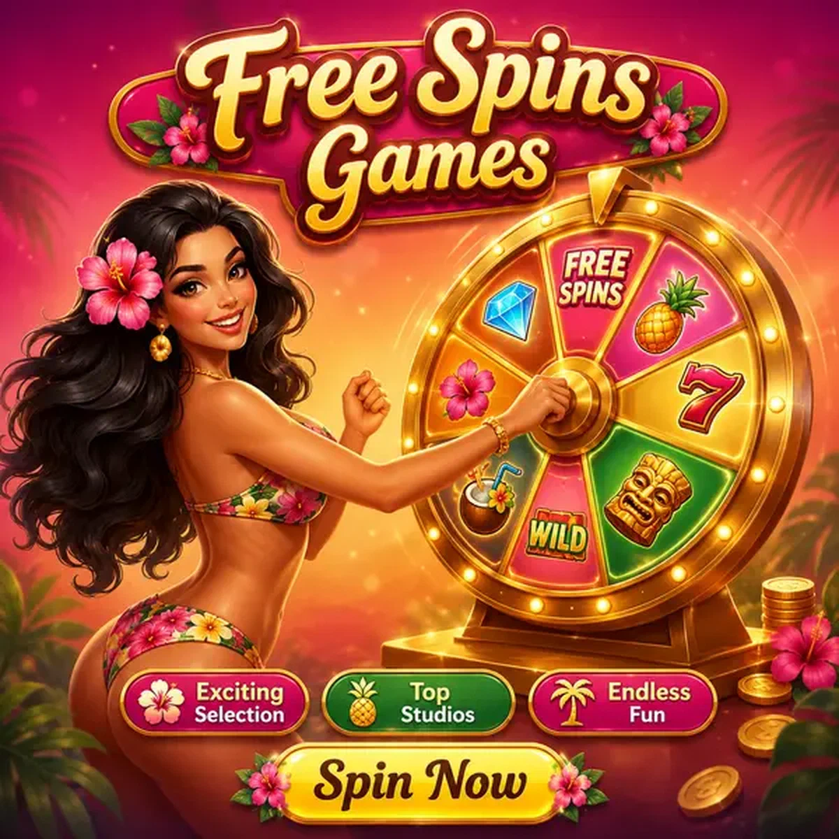 Giocatore che gira la ruota dorata per free spins in un vibrante paradiso tropicale del gioco